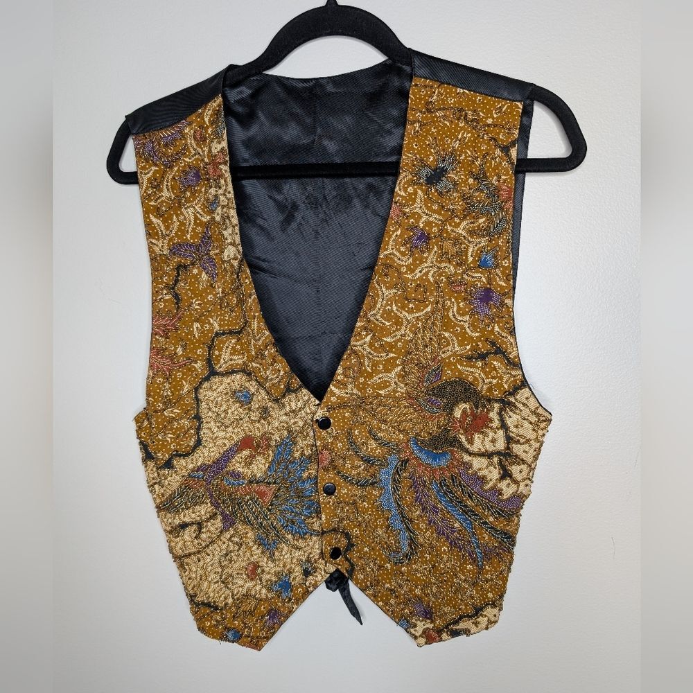 Kenar Vintage Beaded Peacock Vest sz L